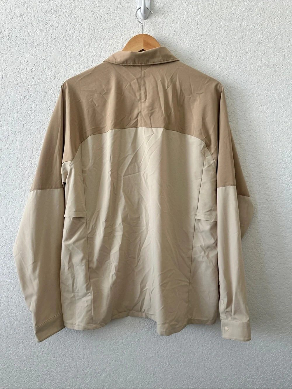 The North Face First Trail UPF Long Sleeve Shirt Size Large Tan Brown Snap